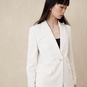 Banana Republic Ivory Seahaven Slim Italian Cotton-Linen Blazer, Womens 4, NWT
